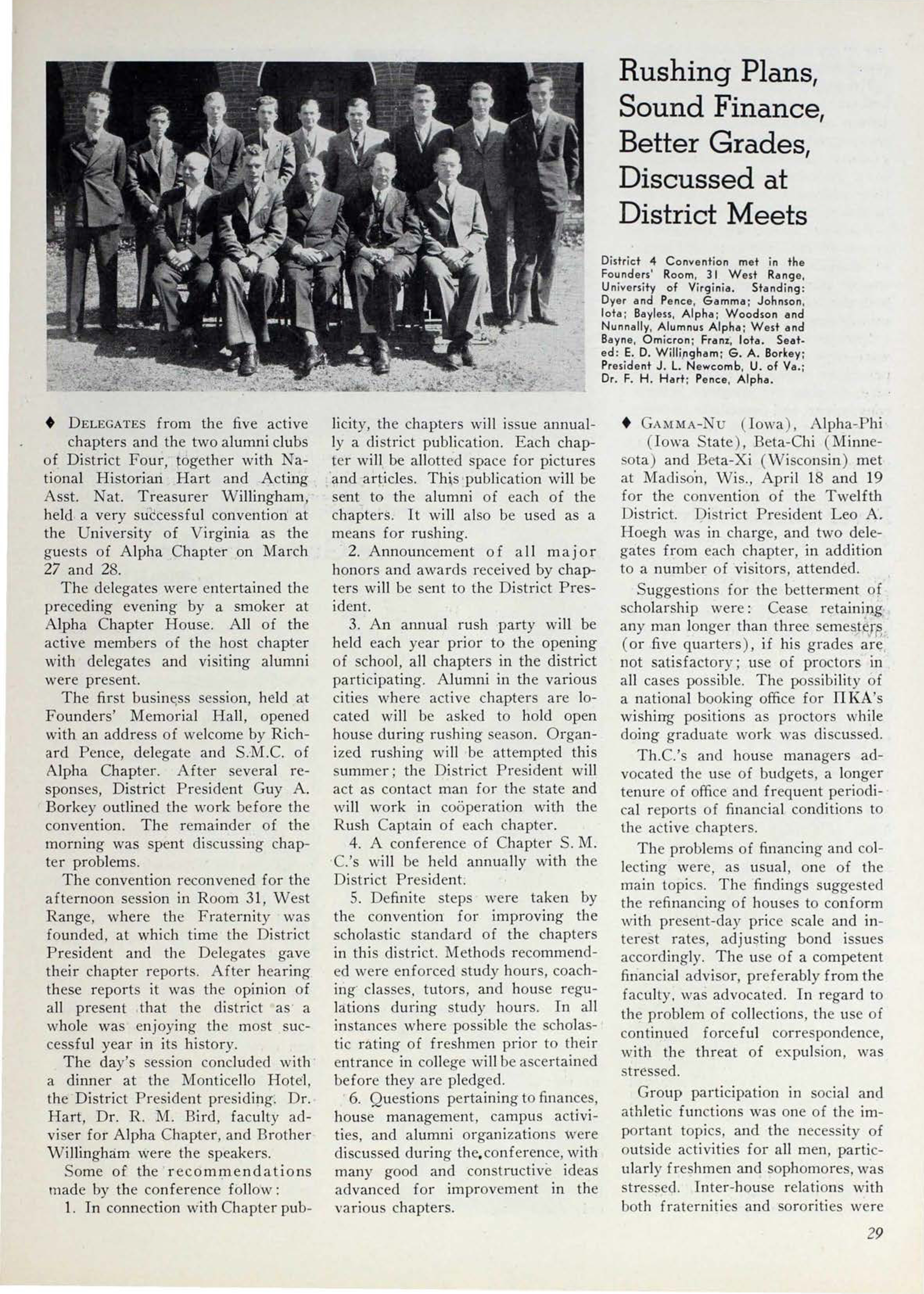 Rushing Plans, Sound Finance, Better Grades, Discussed At District Meets